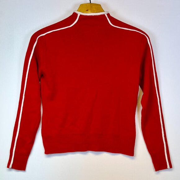 Meister Women’s Medium Ski Sweater Red Wool Blend Quarter Zip Snowflake Nordic - Picture 2 of 8